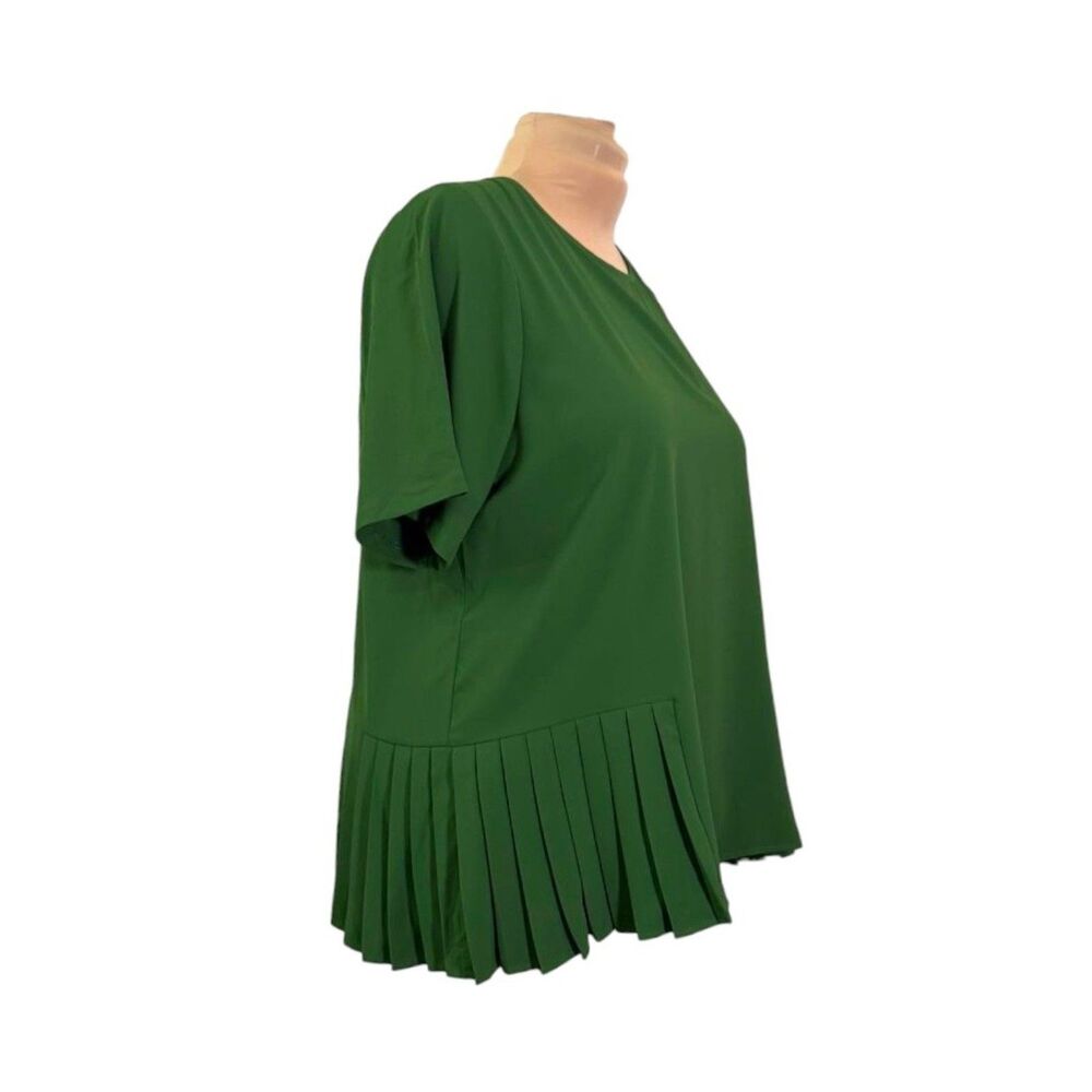 Eloquii Pleat Hem Dark Green Top, Size 18